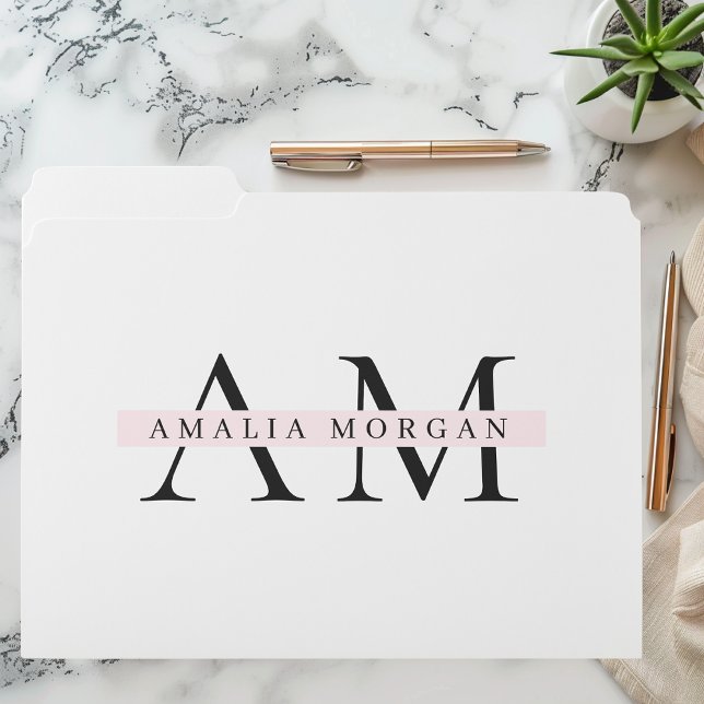 Minimal Pastel Pink Initial & Personalized  File Folder (Creator Uploaded)