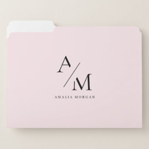 Minimal Pastel Pink Initial & Personalized  File Folder