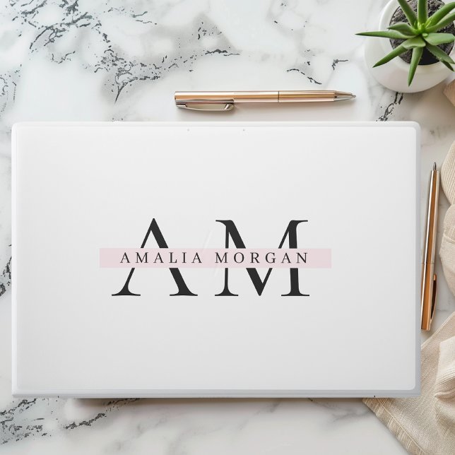 Minimal Pastel Pink Initial & Personalized  HP Laptop Skin (Creator Uploaded)