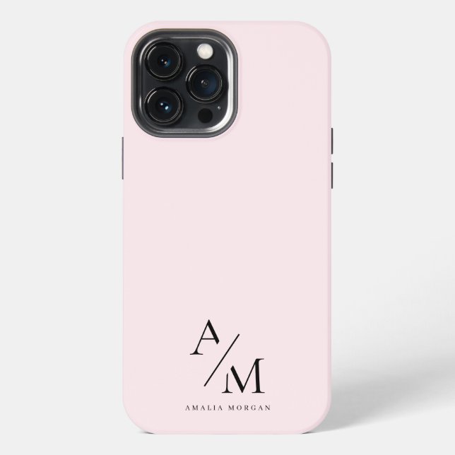 Minimal Pastel Pink Initial & Personalized  Iphone Case (Back)