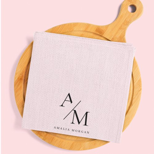 Minimal Pastel Pink Initial  Personalized  Kitchen Towel