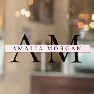 "Minimal Pastel Pink Initial & Personalized  Window Cling
