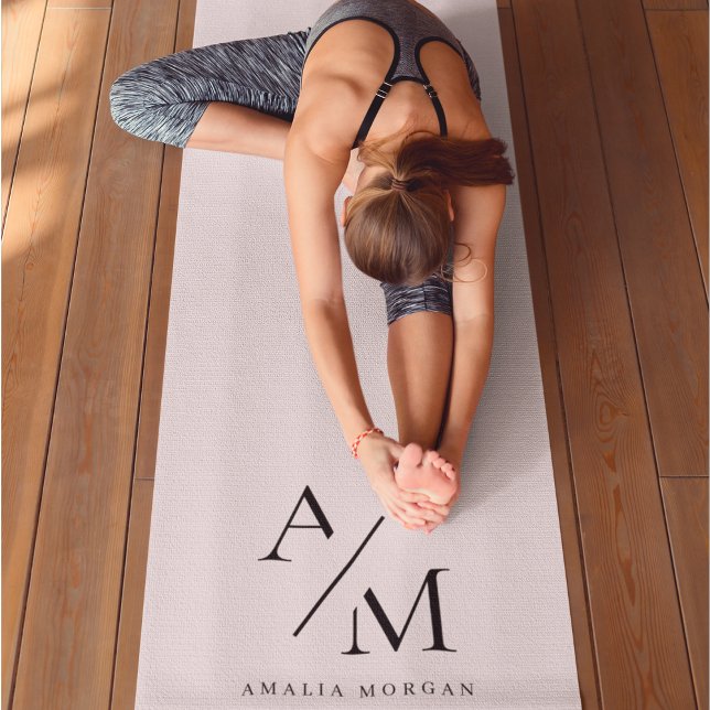 Minimal Pastel Pink Initial & Personalized  Yoga Mat (Creator Uploaded)
