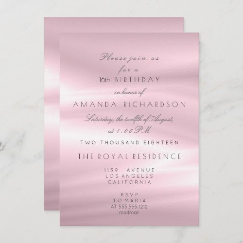 Minimal Pastel Pink Lilac Pearl Birthday Glitter Invitation
