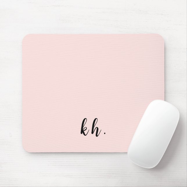 Minimal Pastel Pink Monogram Initials Mouse Pad (With Mouse)