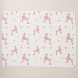 Minimal Pastel Pink Poodle Pattern Blanket