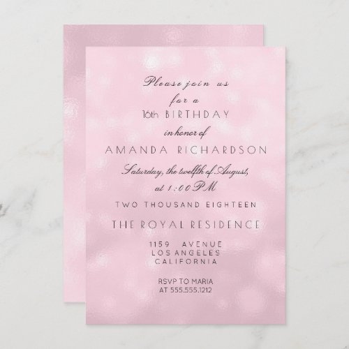 Minimal Pastel Pink Rose Lilac Birthday Party Invitation