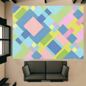 Minimal Pastel squares and rectangles Rug