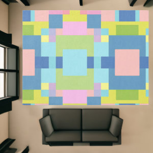 Minimal Pastel squares and rectangles Rug
