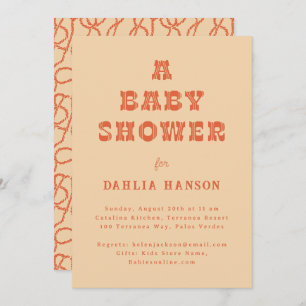 Minimal Peach Orange Western Baby Shower Invitation