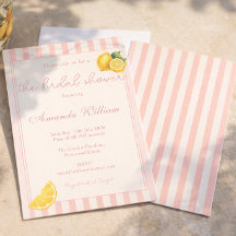 Minimal Peachy Stripes Lemons bridal Shower