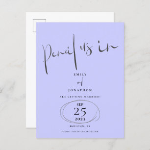 Minimal Pencil Us In Script Lavender Save The Date Announcement Postcard