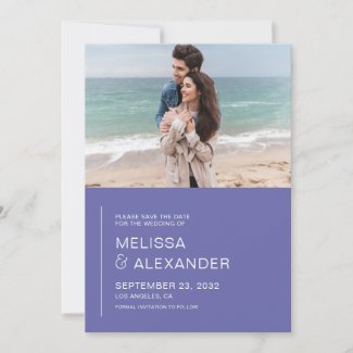 Minimal periwinkle simple photo wedding save the d