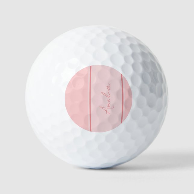 Minimal Personalized Blush Pink Golf Balls (Front)