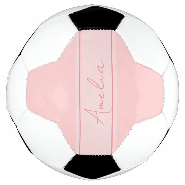 Minimal Personalized Blush Pink Soccer Ball (Front)