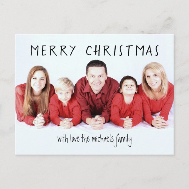 Minimal Personalized Christmas Holiday Photo Postcard (Front)