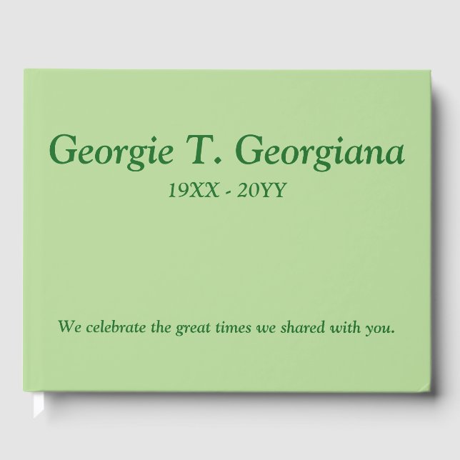 Minimal, Personalized Condolences Guestbook (Front)