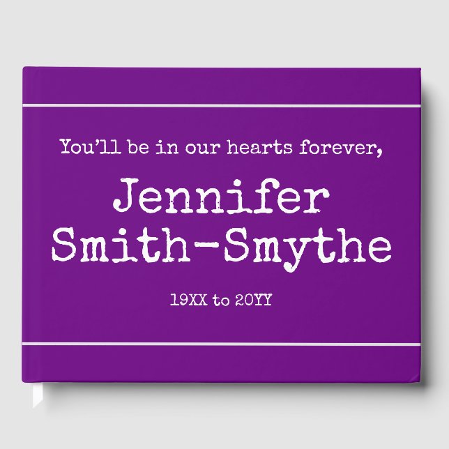 Minimal & Personalized Funeral/Memorial Guestbook (Front)
