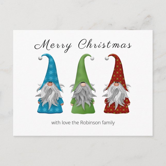 Minimal Personalized Gonk Christmas Holiday Photo Postcard (Front)