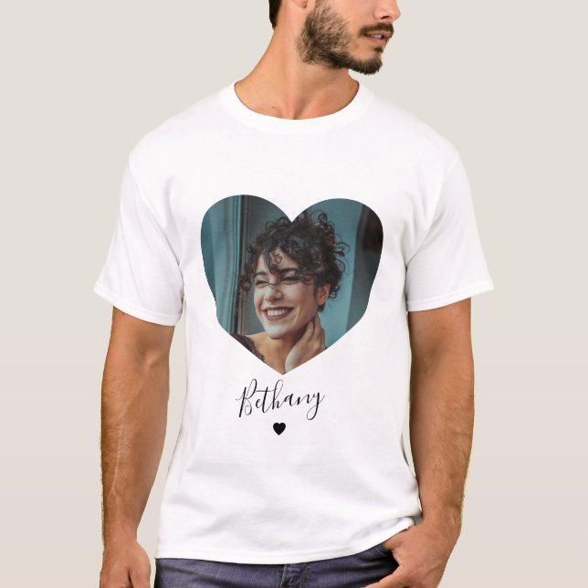 Minimal Personalized Heart Photo T-Shirt (Front)