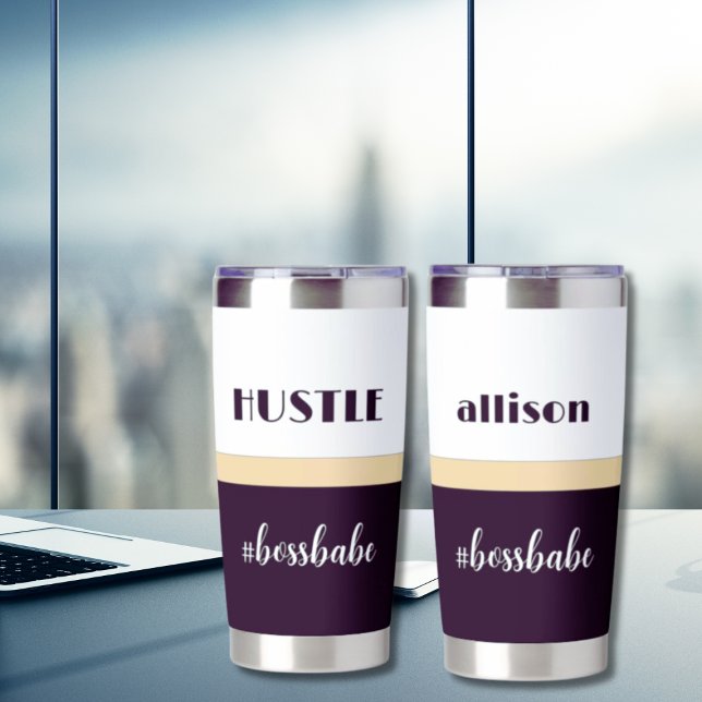 Minimal Personalized Hustle Boss Babe Insulated Tumbler (Creator Uploaded)
