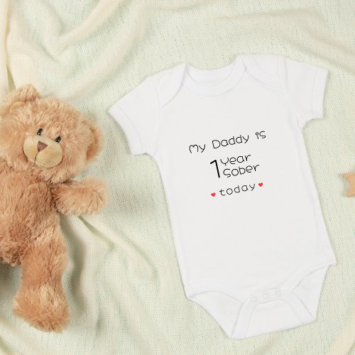 Minimal Personalized My Daddy is 1 Year Sober Baby Bodysuit