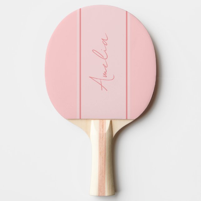 Minimal Personalized Name Blush Pink Ping Pong Paddle (Front)