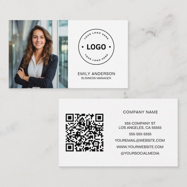 Minimal Personalized Photo Logo Business Card (Front/Back)