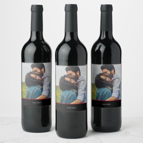 Minimal Personalized Photo Wedding Reception Wine  Wine Label