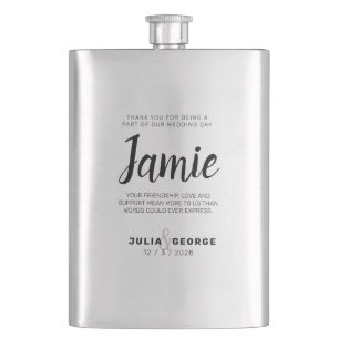 Minimal Personalized Script BRIDAL PARTY Hip Flask