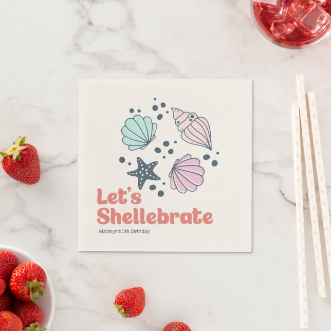Minimal Personalized Seashell Birthday Napkins (Insitu)