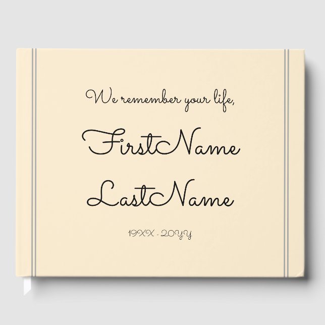 Minimal & Personalized Sympathy Guestbook (Front)