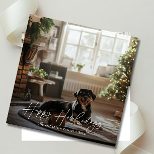 Minimal Pet Christmas Happy Howlidays Dog Photo  Holiday Card