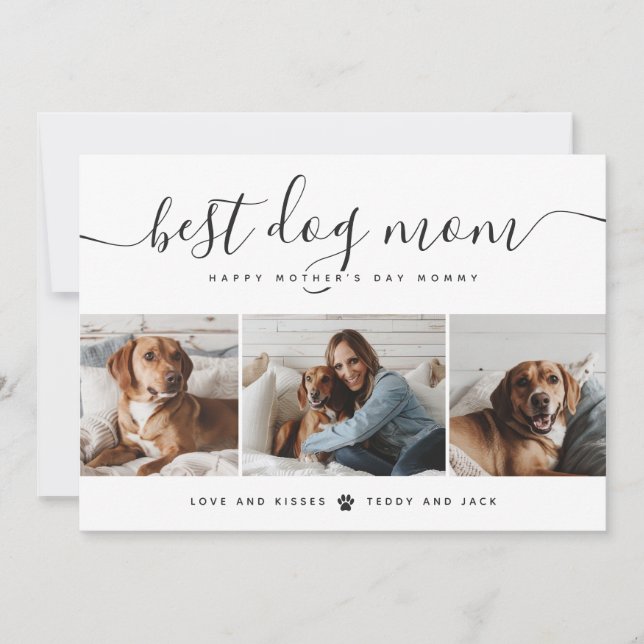 Minimal Pet Dog Family Photo Mothers Day Cards (Front)