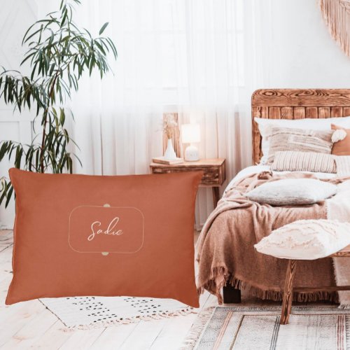 Minimal Pet Name Pet Bed _ Boho Warm _ Rust