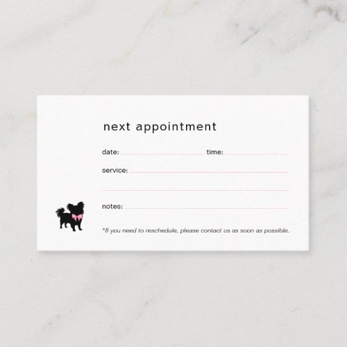 Minimal Pet Silhouette Dog Grooming Appointment Card