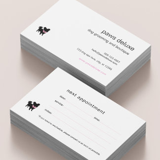 Minimal Pet Silhouette Dog Grooming Appointment Card