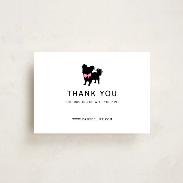 Minimal Pet Silhouette Dog Grooming QR Code Thank You Card (Creator Uploaded)