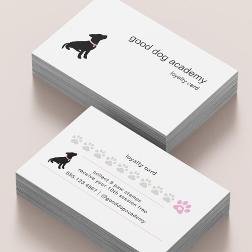 Minimal Pet Silhouette Dog Trainer Reward Loyalty Card