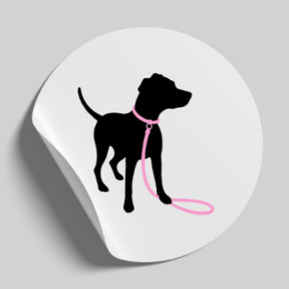 Minimal Pet Silhouette Dog Walking Classic Round Sticker