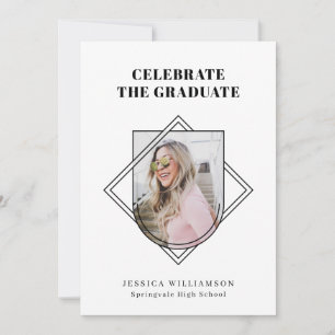 Minimal Photo Badge Celebrate the Grad Party Invitation