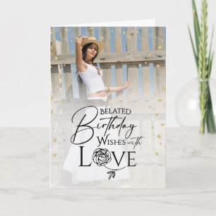 Minimal Photo Belated Birthday Keepsake Anyone  Card