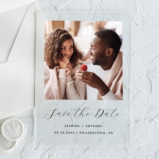 Minimal Photo Black Script Wedding Save the Date (Creator Uploaded)