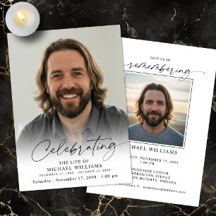 Minimal Photo Celebration of Life Funeral Memorial Invitation
