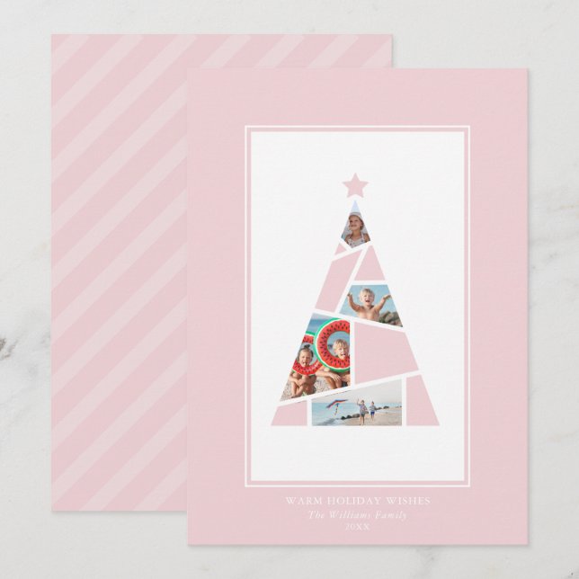 Minimal Photo Christmas Tree Holiday Card (Front/Back)