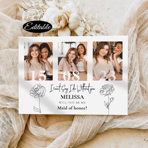 Minimal Photo Collage Bridesmaid Proposal Card