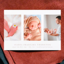 minimal photo collage pink birth announcement