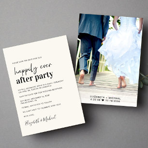 Minimal Photo Cream Wedding Reception Save The Date