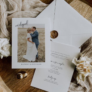 Minimal Photo Elopement Wedding Announcement Card 