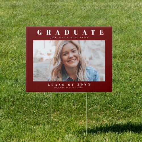 Minimal photo graduation announcement party sign
